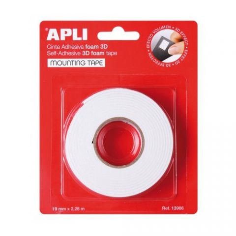 CINTA ADHESIVA DOBLE CARA APLI FOAM rollo de 2,28m