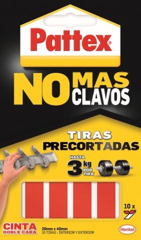 CINTA DOBLE CARA PATTEX NO MAS CLAVOS PRE CORTE 10