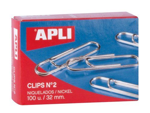 CLIP APLI Nº2 (32 mm.) NIQUELADO CAJA de 100