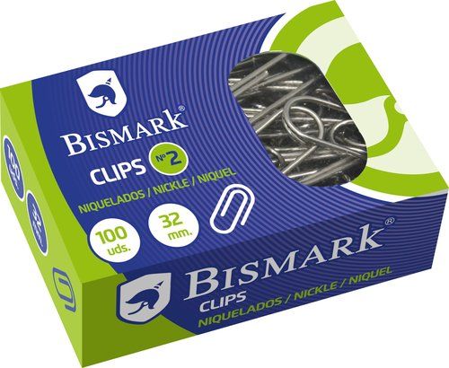 CLIP BISMARK Nº2 (32 mm.) NIQUELADO CAJA de 100