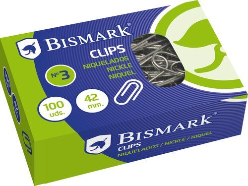 CLIP BISMARK Nº3 (42 mm.) NIQUELADO CAJA de 100