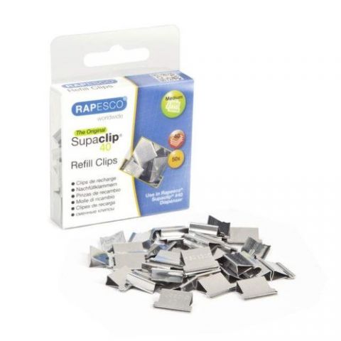 CLIPS RAPESCO PARA SUPACLIP 40 PLATEADOS CAJA DE 5