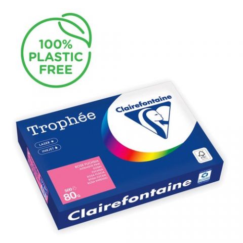 PAPEL COLOR A4 TROPHEE 80g 500h ROSA FUC