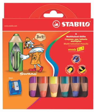 LAPICES de COLORES STABILO WOODY 3 en 1 estuche de