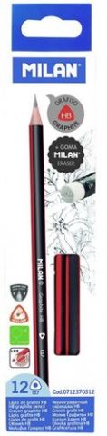 LAPIZ de GRAFITO MILAN con GOMA HB
