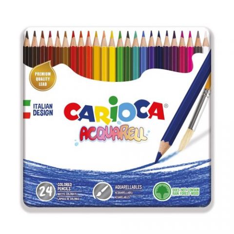 LAPICES ACUARELABLES CARIOCA estuche METAL de 24