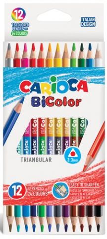 LAPICES CARIOCA BICOLOR TRIANGULAR CAJA de 12