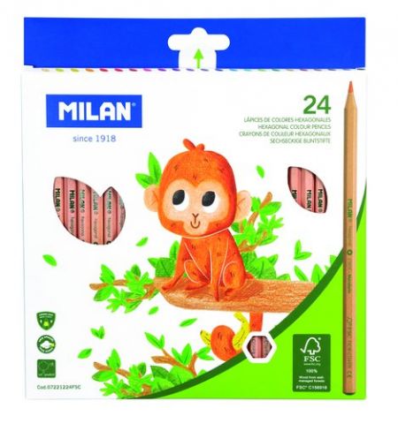 LAPICES de COLORES MILAN HEXAGONALES ESTUCHE DE 24