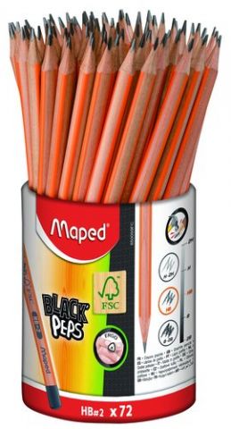 LAPICES de GRAFITO MAPED BLACK PEP HB BOTE de 72