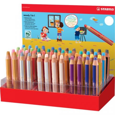 LAPICES de COLORES STABILO WOODY 3 en 1 EXPOSITOR