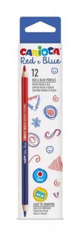 LAPICES CARIOCA BICOLOR HEXAGONAL AZUL Y ROJO CAJA