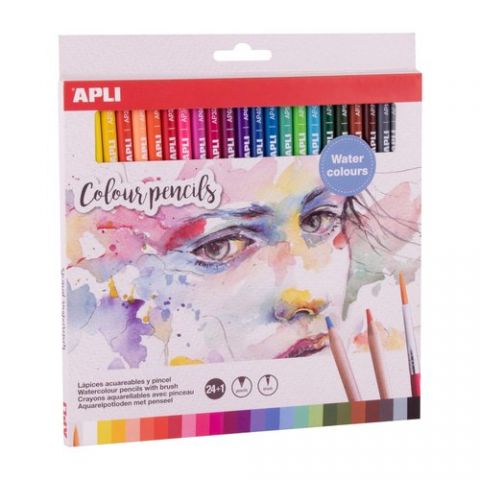 LAPICES ACUARELABLES APLI ESTUCHE DE 24 + PINCEL