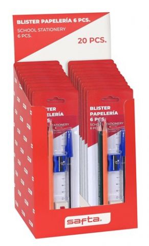 SET PAPELERIA SAFTA 6 PIEZAS EXPOSITOR DE 20
(2x l