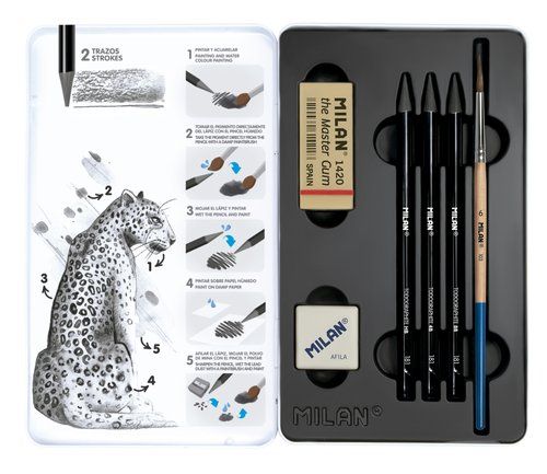 LAPICES MILAN GRAFITO ACUARELABLE CAJA METALICA DE