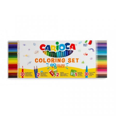 SET CARIOCA COLORING 65 PIEZAS (30 rotuladores, 30