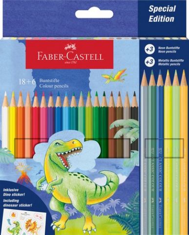 LAPICES de COLORES FABER-CASTELL DINOSAURIOS ESTUC