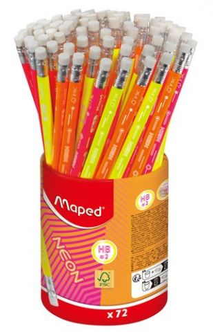 LAPICES de GRAFITO MAPED - HB NEON BOTE de 72