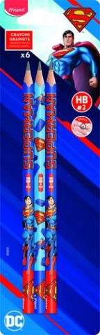 LAPIZ de GRAFITO MAPED SUPERMAN - HB BLISTER de 6