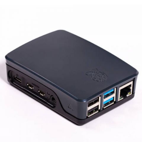 CAJA PARA RASPBERRY OFICIAL PI 4,  NEGRO/GRIS RASP