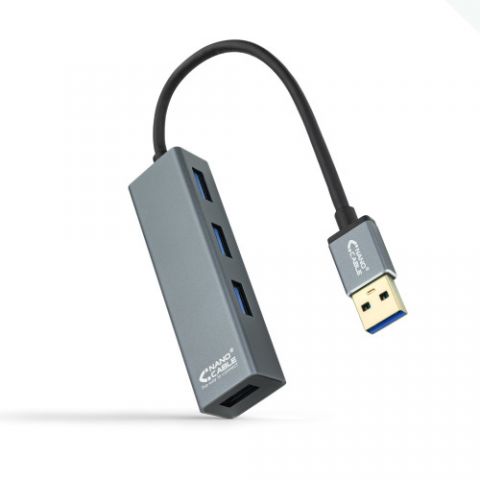 Nanocable USB 3.0 4xUSB3.0. USB-A/M-USB 3.0/H, Gri
