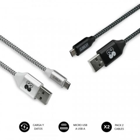 SUBBLIM PACK 2 CABLES USB A MICRO USB (2.4A) 1M BL
