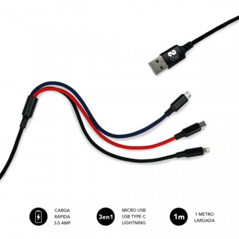 SUBBLIM Cable Premium 3in1 3.0 (Micro USB+Type C+L
