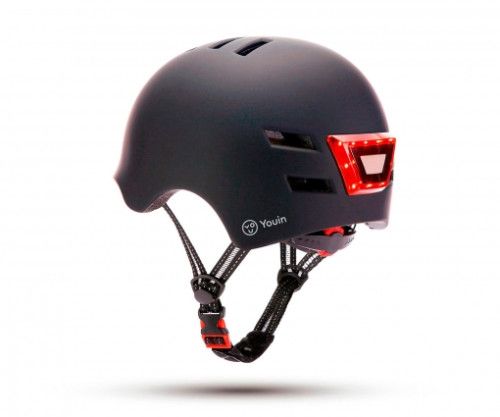 YOUIN CASCO CON LED FRONTAL Y TRASERO NEGRO   (TAL
