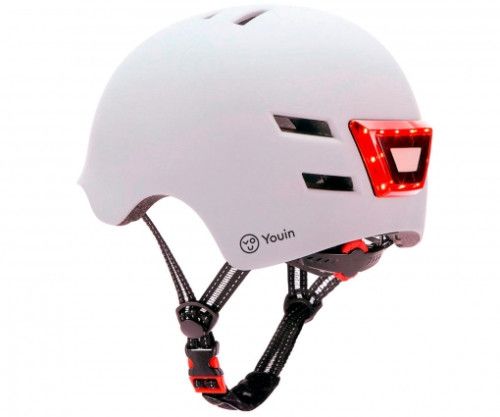 YOUIN CASCO CON LED FRONTAL Y TRASERO BLANCO   (TA