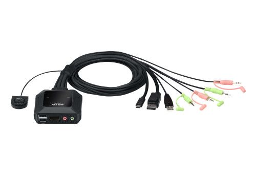 ATEN Switch KVM en formato cable híbrido DisplayPo