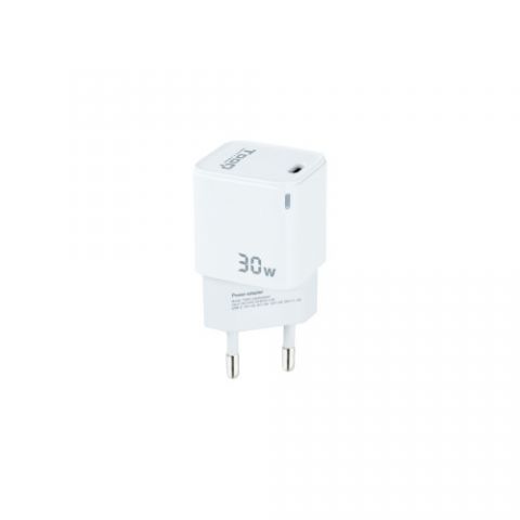 TooQ Cargador de Pared GAN USB-C/PD 30W, Blanco