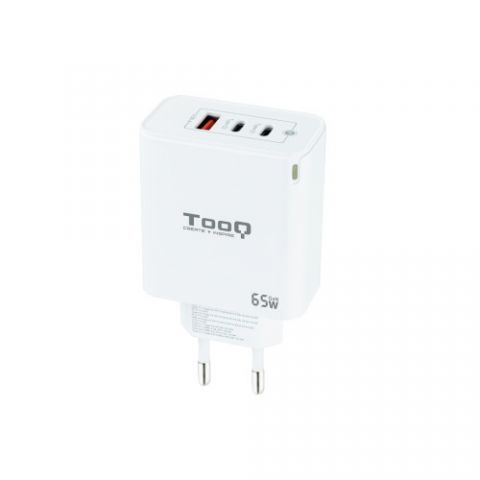 TooQ Cargador de Pared GaN 2USB-C/PD + USB-A/QC 65