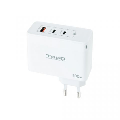 TooQ Cargador de Pared GaN 2xUSB-C/PD + USB-A/QC 1