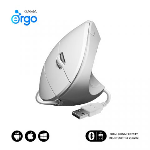 SUBBLIM Ratón GLIDE VERTICAL ERGO WIRED MOUSE WHIT