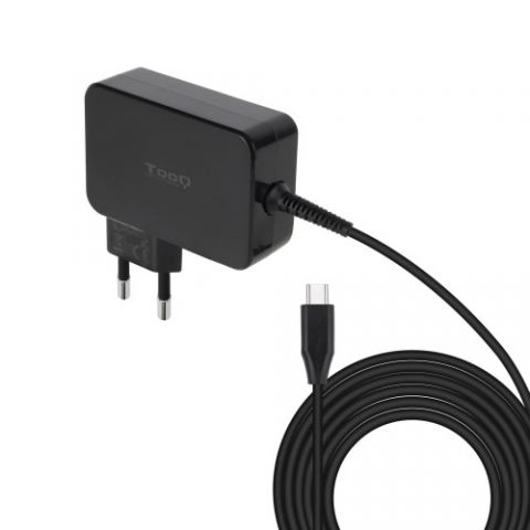 TooQ Cargador de portátil GAN USB-C PD 100W, Negro
