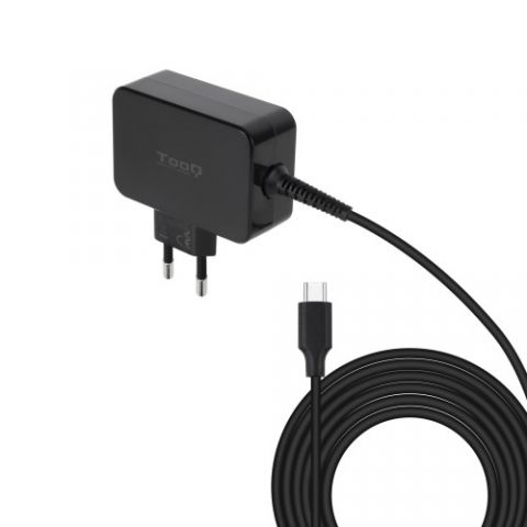 TooQ Cargador de portátil GAN USB-C PD 45W, Negro