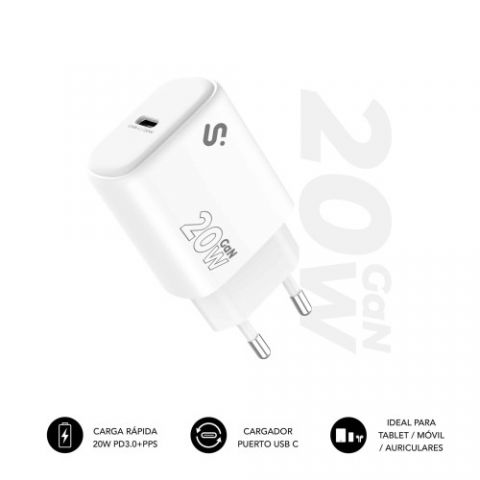 SUBBLIM Cargador USB-C GaN 20W , Power Delivery 3.