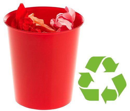 PAPELERA PLASTICO CERRADA 16 LITROS ROJA