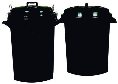 CUBO BASURA PLASTICO CON TAPA 100 LITROS NEGRO
