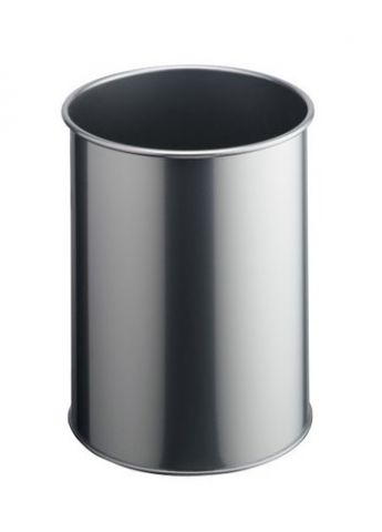 PAPELERA METALICA DURABLE REDONDA 15 LITROS PLATA