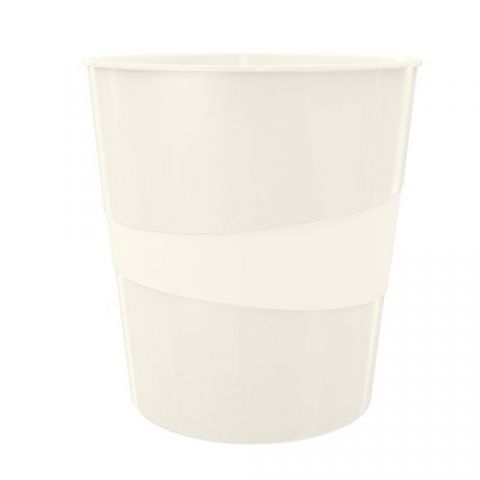 PAPELERA PLASTICO CERRADA LEITZ WOW 15L BLANCO