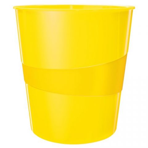 PAPELERA PLASTICO CERRADA LEITZ WOW 15L AMARILLO