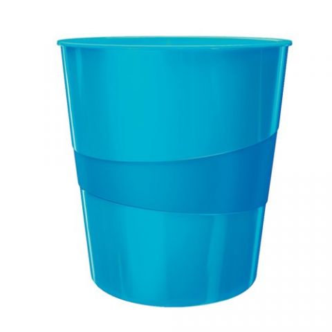 PAPELERA PLASTICO CERRADA LEITZ WOW 15L AZUL