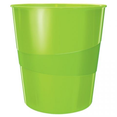 PAPELERA PLASTICO CERRADA LEITZ WOW 15L VERDE