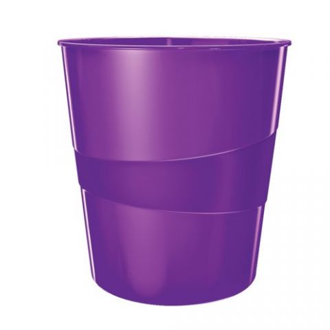 PAPELERA PLASTICO CERRADA LEITZ WOW 15L VIOLETA