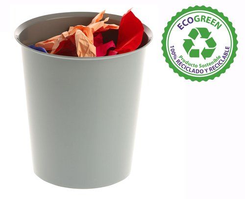 PAPELERA PLASTICO CERRADA A.2000 18 LITROS GRIS