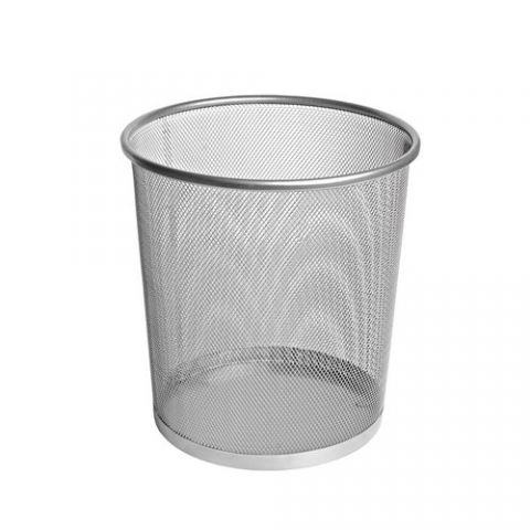 PAPELERA METALICA FOROFIS MALLA REDONDA PLATEADA