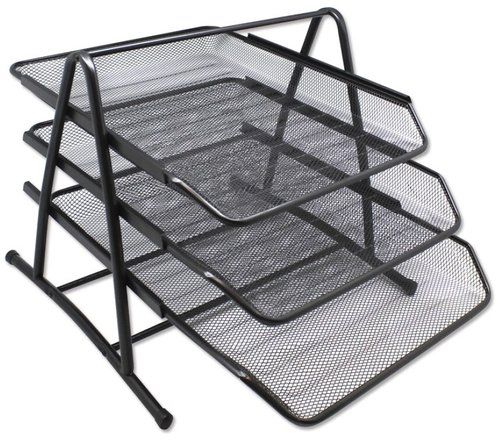 BANDEJA SOBREMESA METALICA MALLA NEGRA SET DE 3
