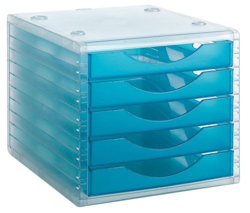 MODULO 5 CAJONES ARCHIVOTEC TRASLUCIDO CRISTAL/AZU