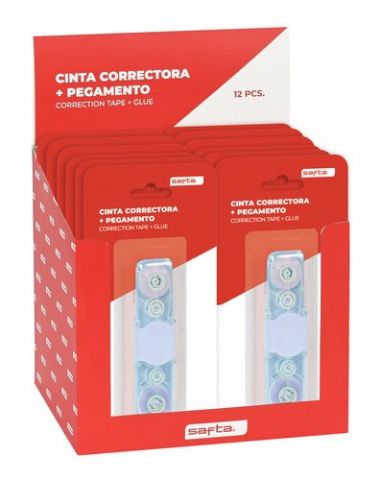 CORRECTOR CINTA SAFTA RETRACTIL + PEGAMENTO EXPOSI