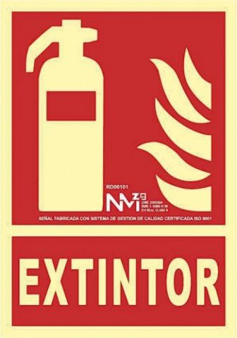 SEÑAL HOMOLOGADA FOTOLUMINISCENTE EXTINTOR PP ROJO
